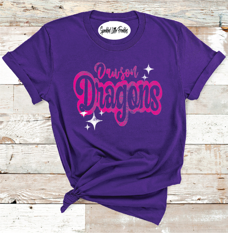 2024 DAWSON DRAGONS PINK WORDING  (HEATHER PURPLE)