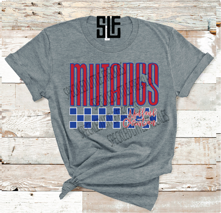 2026 MIDLAND CHRISTIAN CHECKERED MASCOT (DARK GRAY)