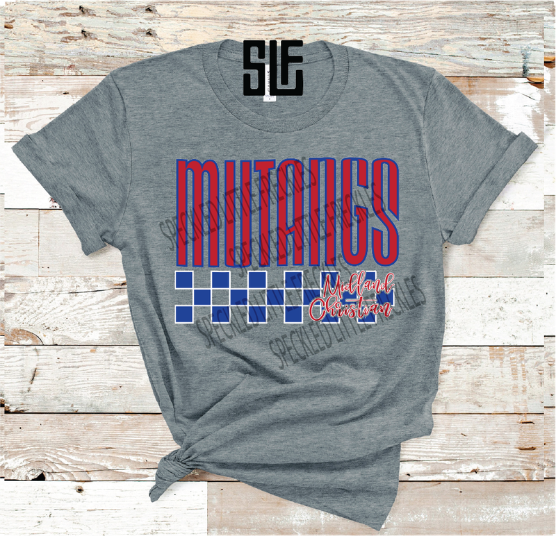 2026 MIDLAND CHRISTIAN CHECKERED MASCOT (DARK GRAY)