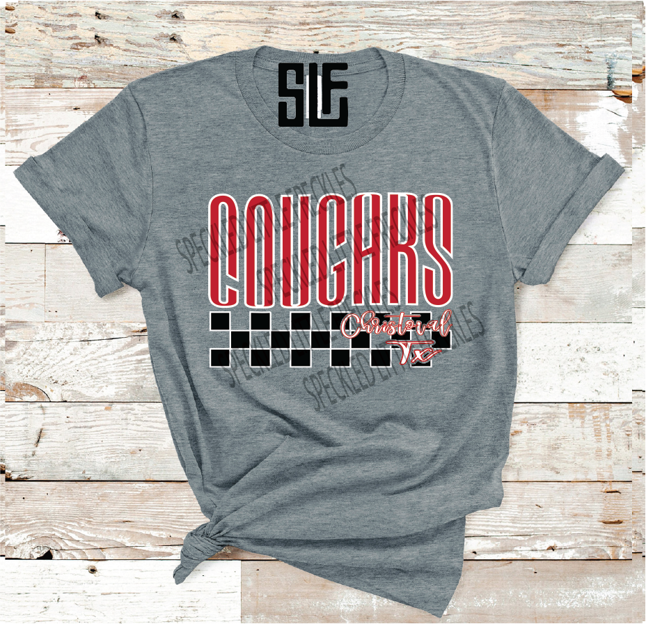 2026 CHRISTOVAL COUGARS CHECKERED MASCOT (DARK GRAY)