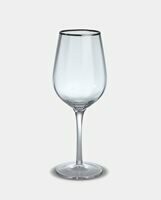 Silver Rim 8 x 8 x 24cm Wine Glass