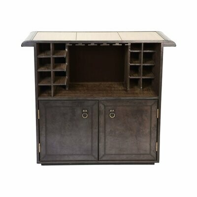 Leather Bar Counter With Brass Top-Dark Grey
