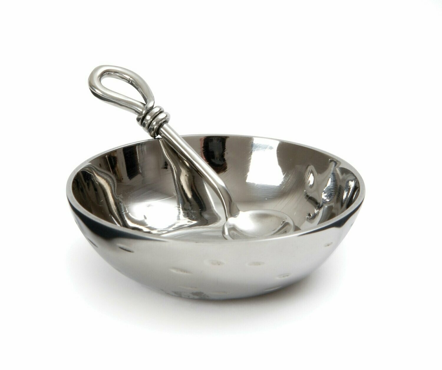 Salt Bowl And Polished Knot Salt Spoon Set
