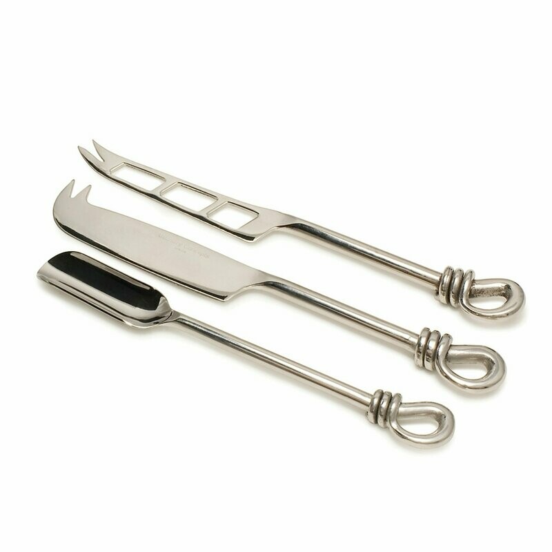 Polished Knot Traditional Cheese Knife / Soft Cheese Knife &amp; Stilton Scoop Set