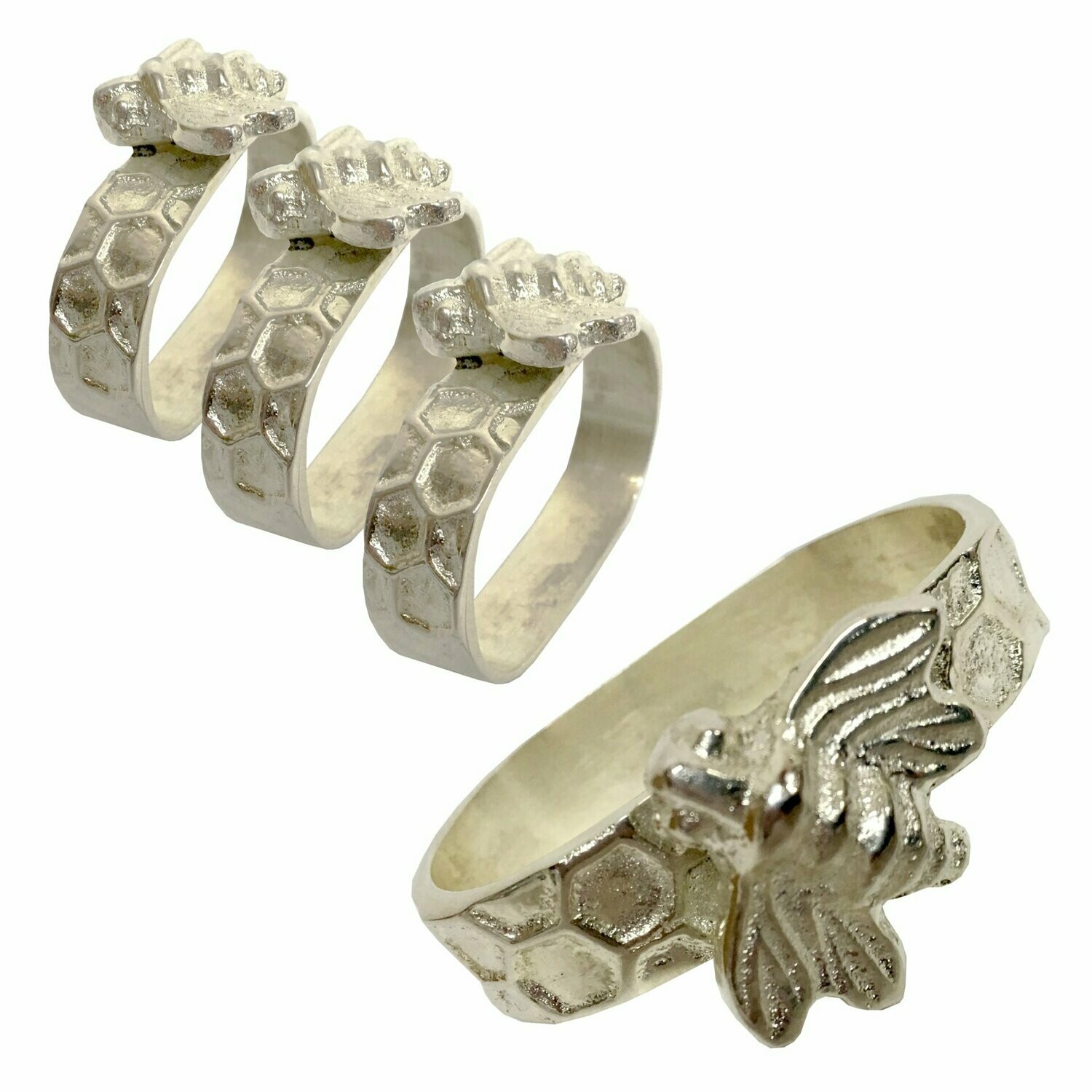Set Of Four Honeycomb Napkin Rings