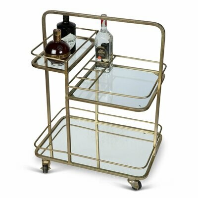 Three Tier Drinks Trolley - Antique Gold Finish