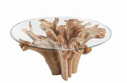 150cm Teak Root Dining Table 180cm Glass