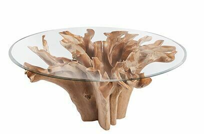 180cm Teak Root Dining Table 210cm Glass - D4