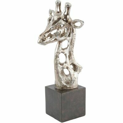 Abstract Giraffe Head Sculpture In Silver
