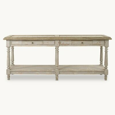 Large Grey Oak and Stone Console Table