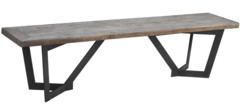 Recycled Elm And Iron Rectangular Bench