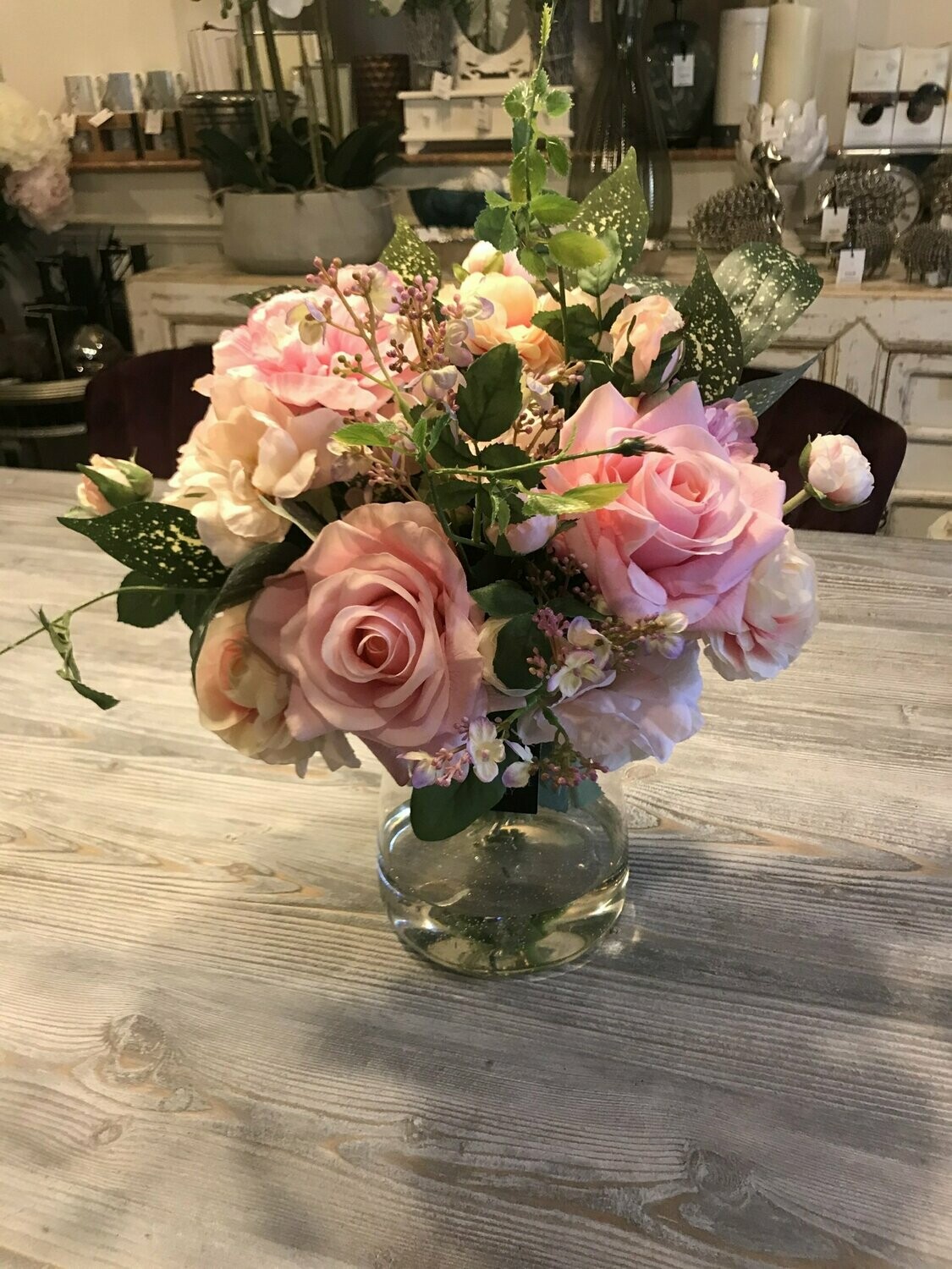 Tied Bunch Pink Roses And Peonies
