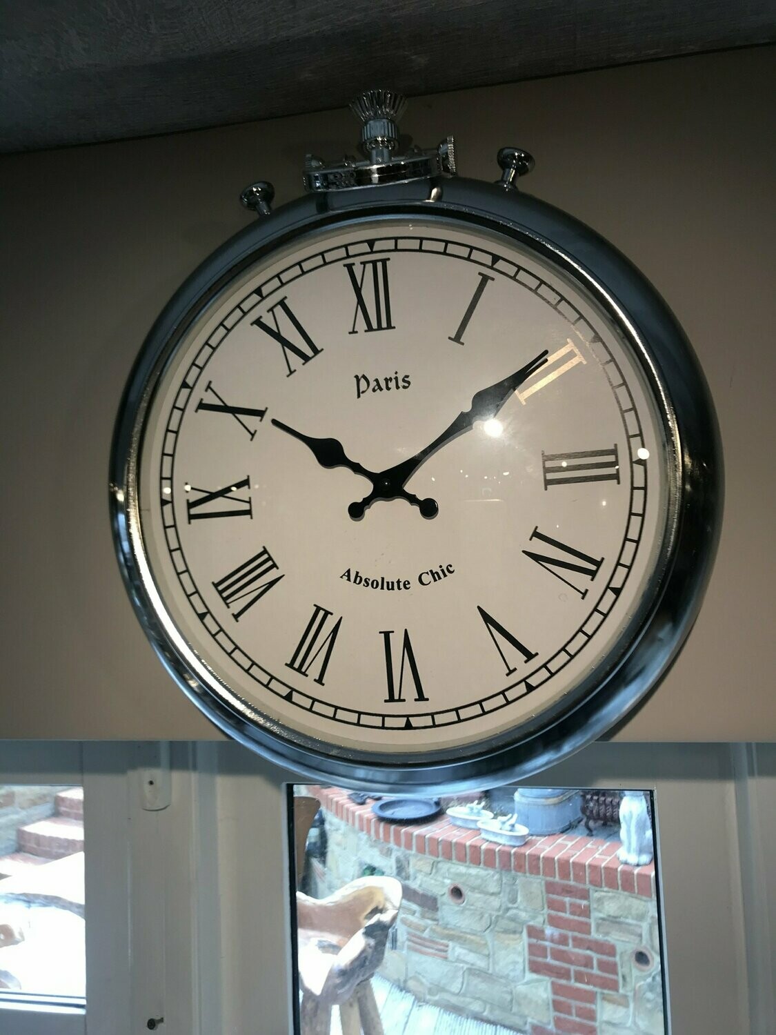 Silver Metal Round Wall Clock