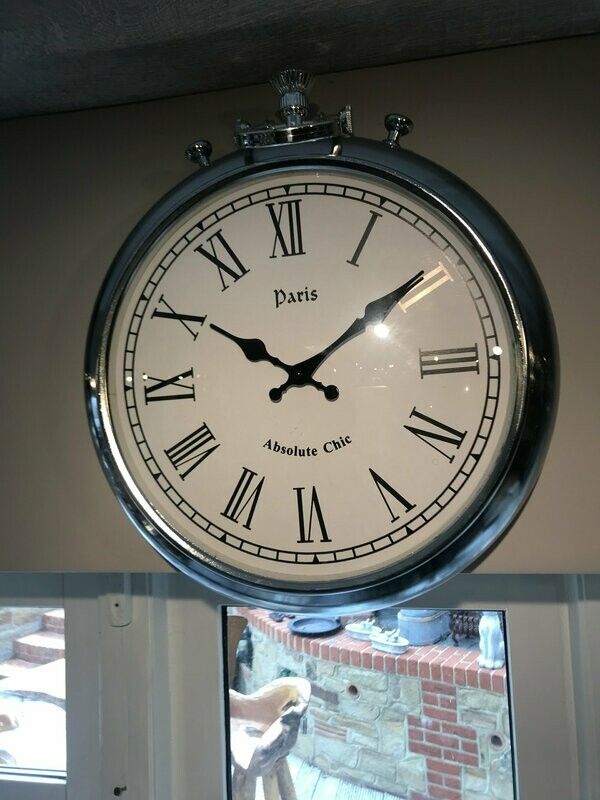 Silver Metal Round Wall Clock