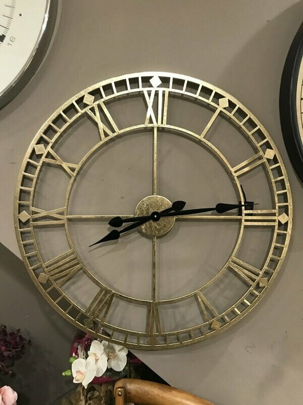 Antique Gold Metal Round Wall Clock