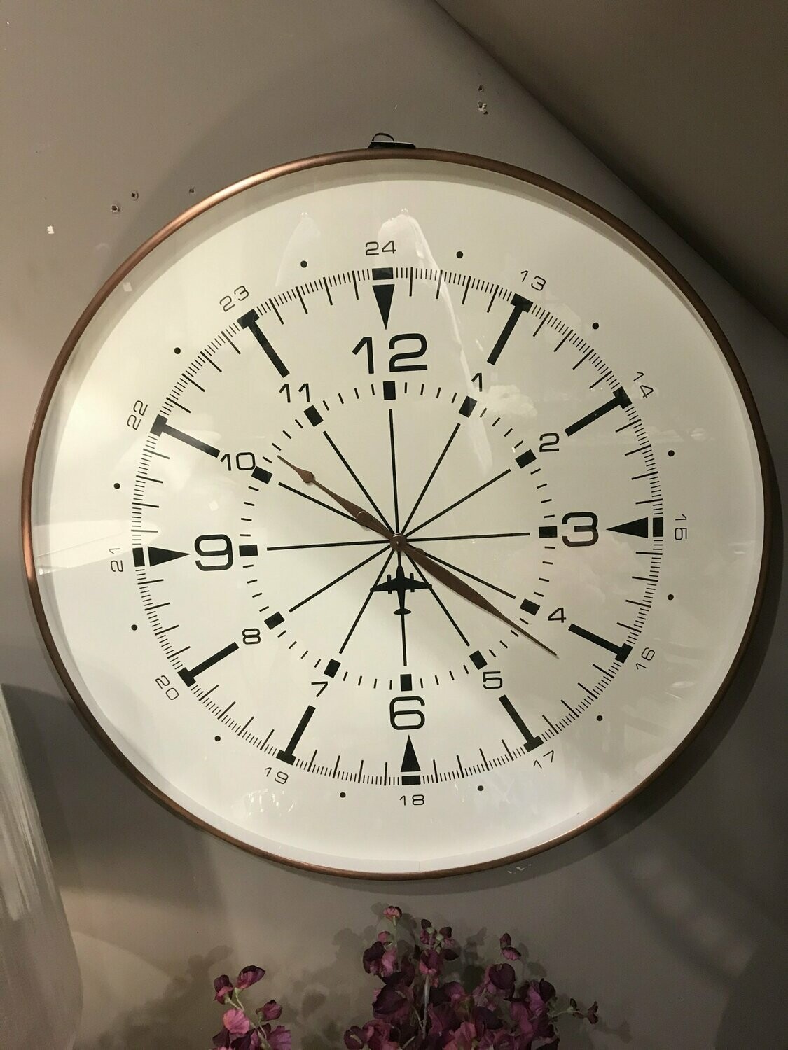 Antique Copper Aviator Wall Clock