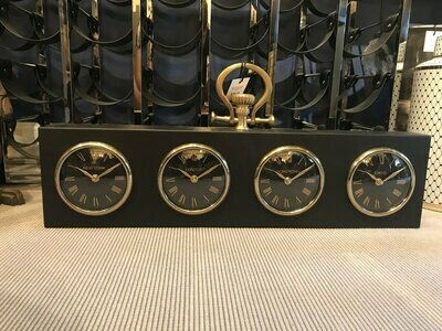 Antique Brass & Matt Black Oblong Desk Clock