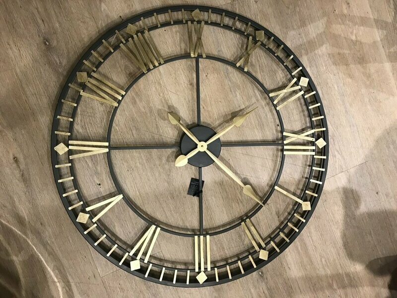 Antique Bronze & Gold Metal Round Wall Clock