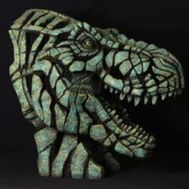 Tyrannosaurus Rex Bust - Emerald Gold Glow