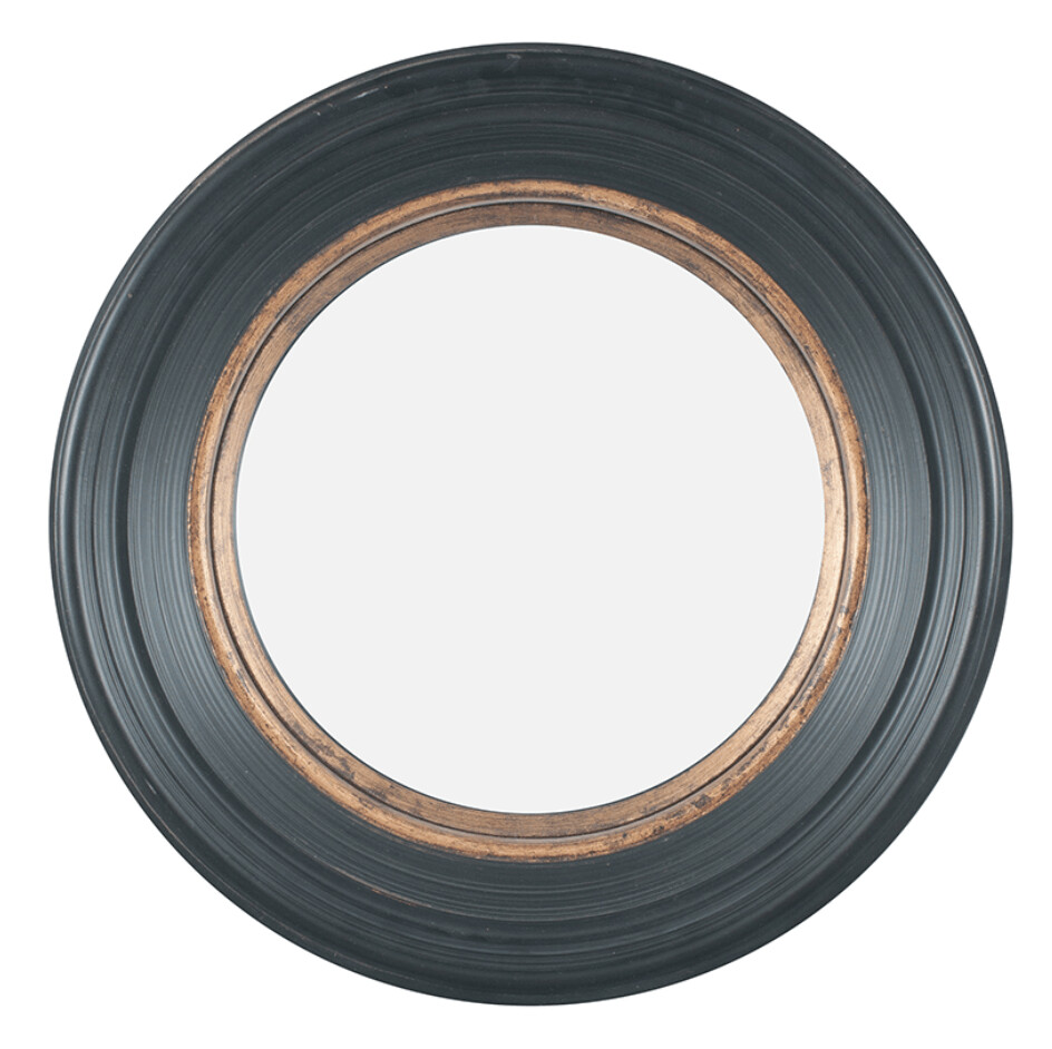 Black & Gold Round Convex Mirror