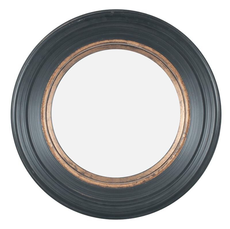 Black & Gold Round Convex Mirror