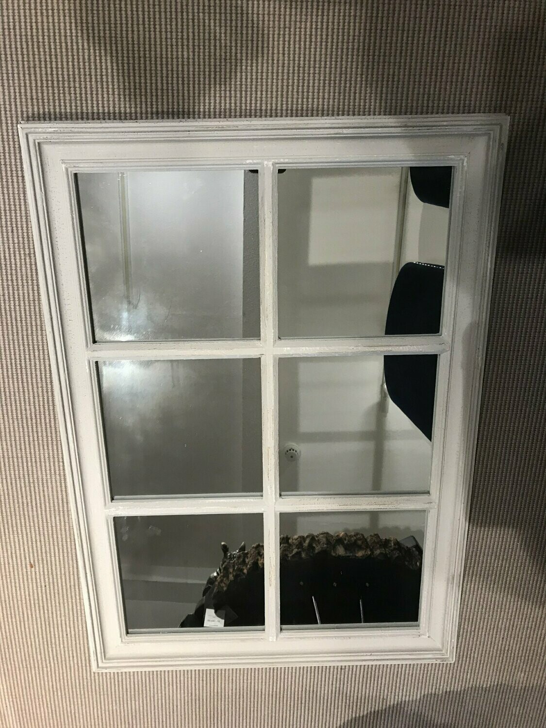 Halland 6 Pain Window Effect Mirror In Nordic Grey