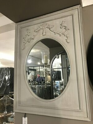 Oval Inset Mirror In Nordic Grey