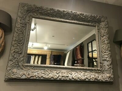 Carved Grey And Gilt Mirror
