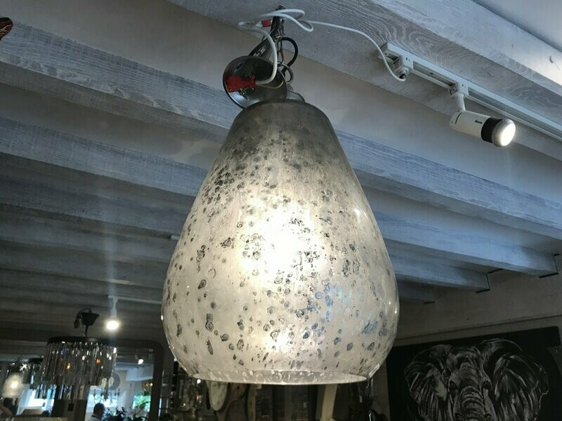Iron And Glass Pendant in Antique Silver