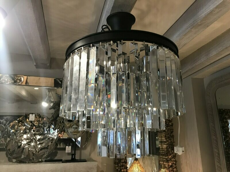 3 Tr. Gls. Strips Chandelier