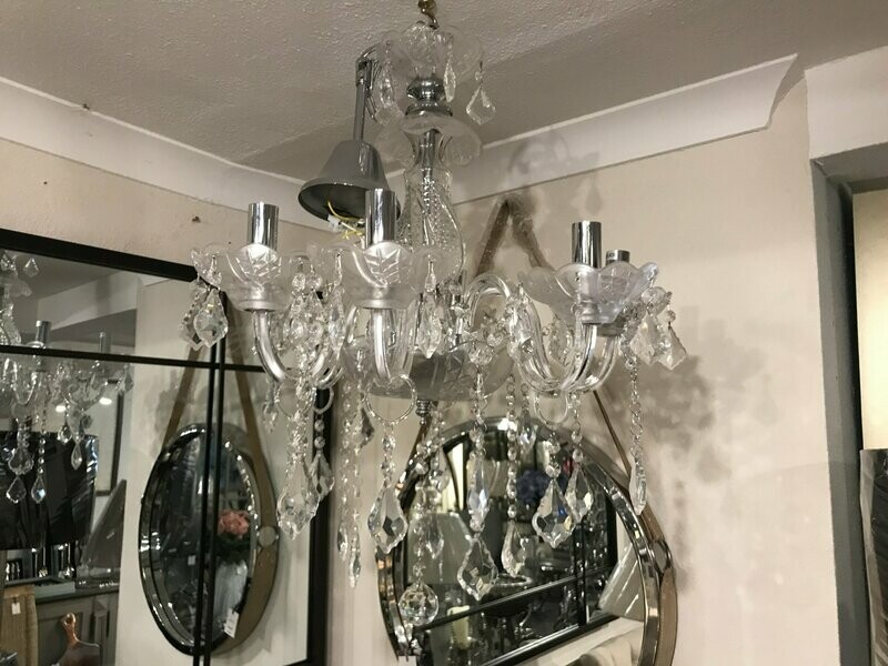 Clear Glass 6 Arm Chandlr