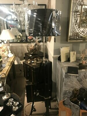 Black Wood Tripod Floor Lamp