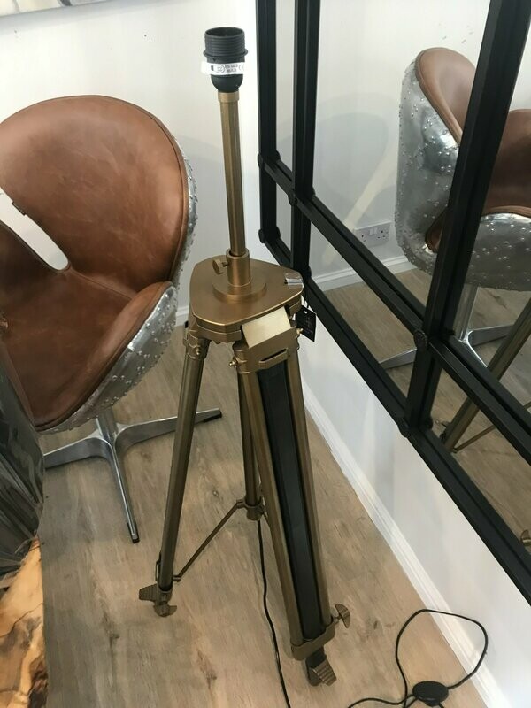 Antique Brass Metal Tripod Floor Lamp