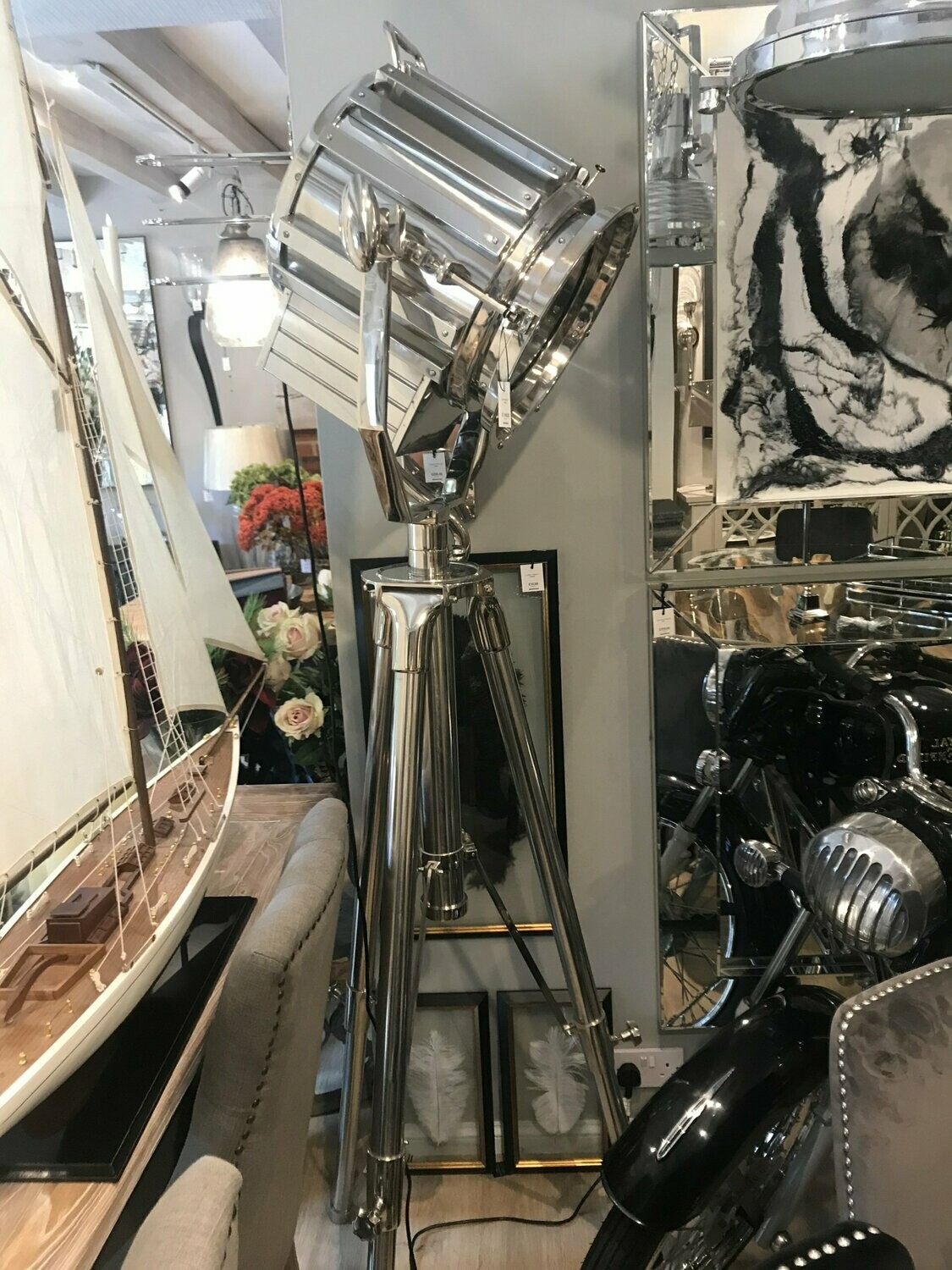 Nickel Spotlight On Stand