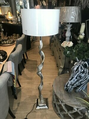 Nickel Metal Twist Sculpture Floor Lamp