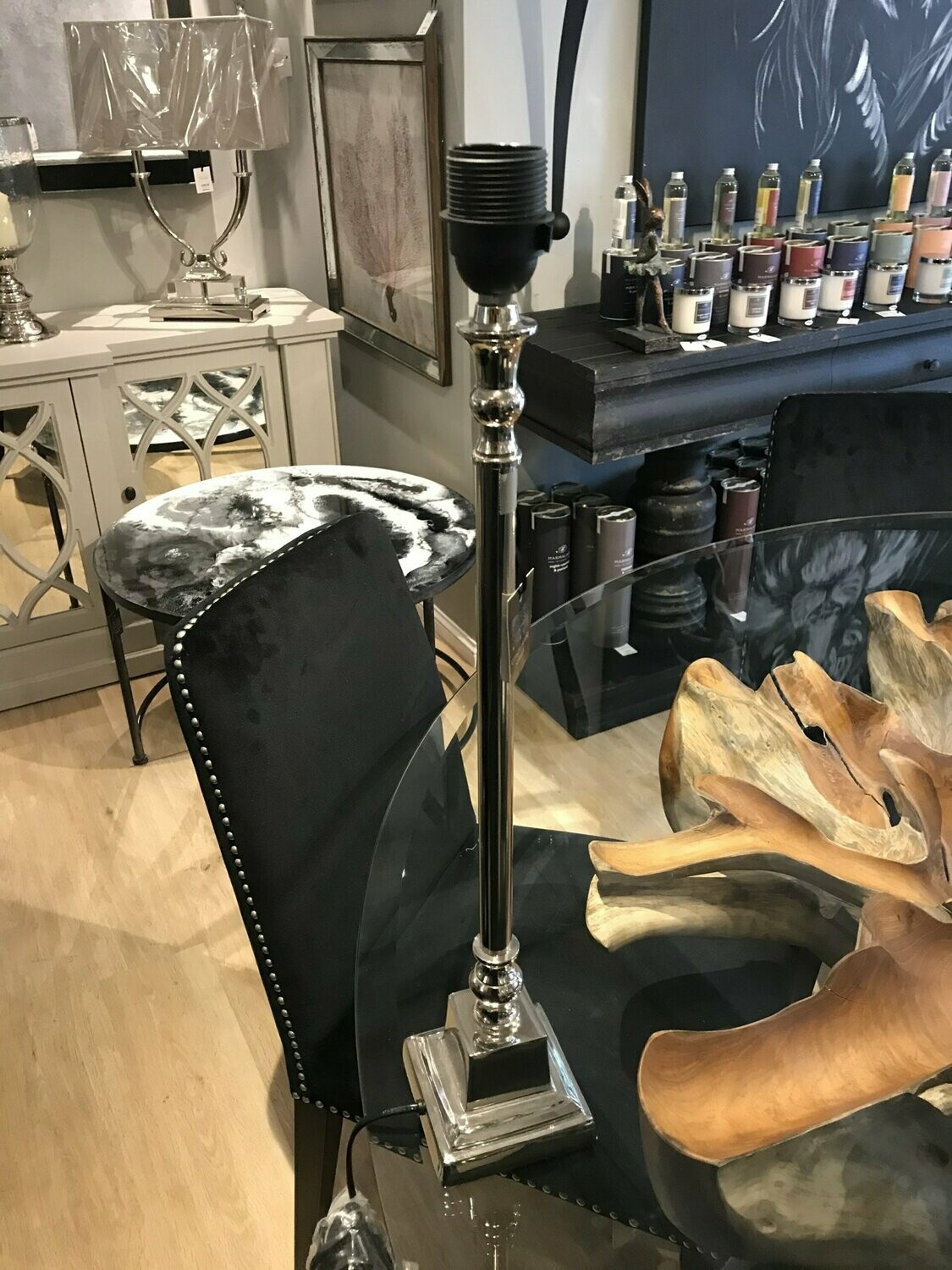 Nickel Metal Stick Table Lamp