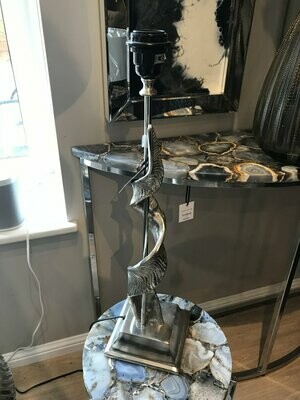 Nickel Metal Twist Sculpture Table Lamp