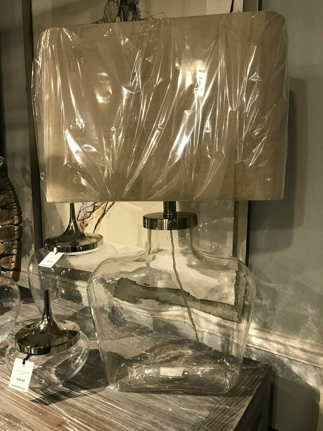 Square Glass Lamp With Shade