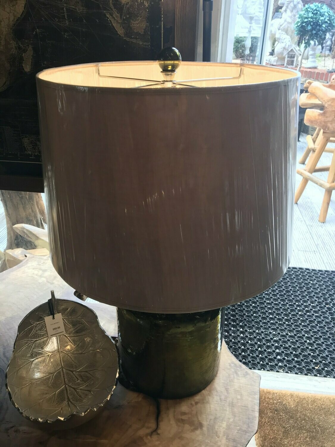 Olive Green Bottle Table Lamp