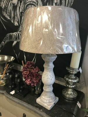 Large Stone Balustrade Lamp With Shade
