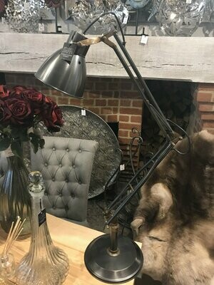 Dark Brass Angled Lamp W/Shade
