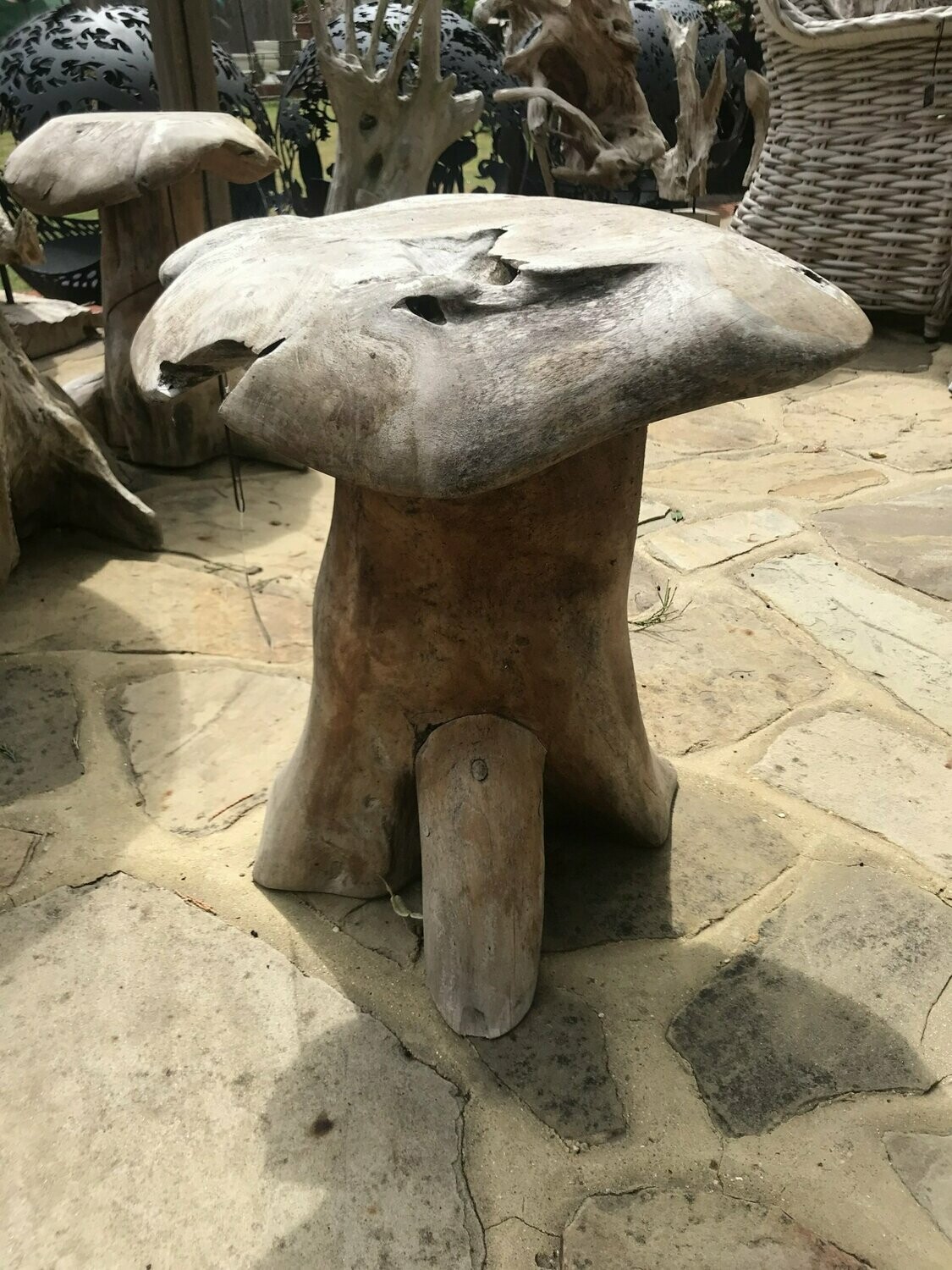 Root Teak Mushroom Stool