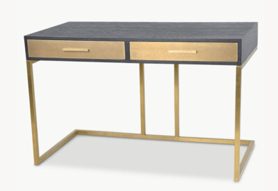 Ebony Wood and Brass Desk