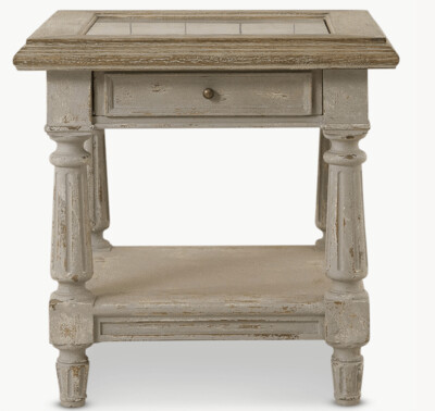 Grey Oak and Stone Top Side Table