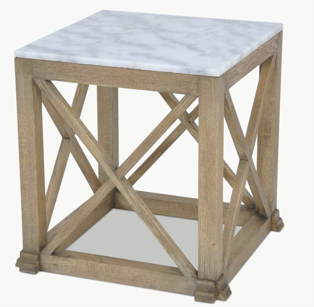 Oak and Marble Side Table