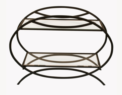Oval Iron and Glass Side Table