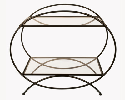 Circular Iron and Glass Side Table