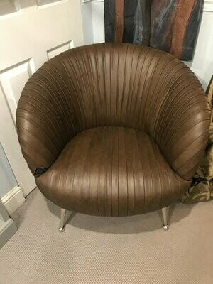 Pleated Brown Leather Occasional Chair - Gatsby Collection