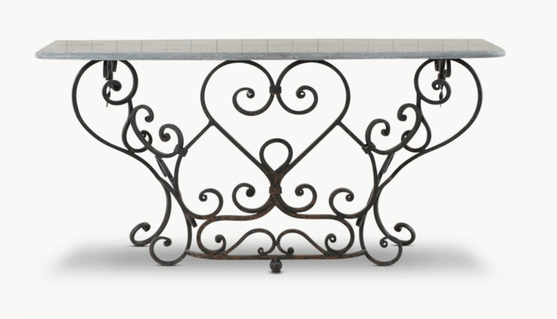 Metal and Stone Console Table