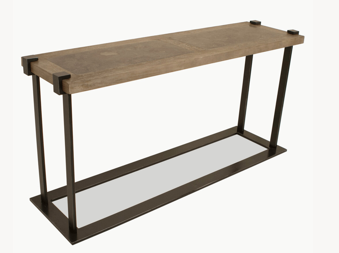Oak And Stone Top Table